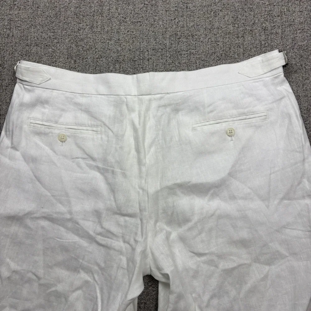Collars & Co. Linen Trousers Mens 38x32 Amalfi White Side Adjusters Beach Summer